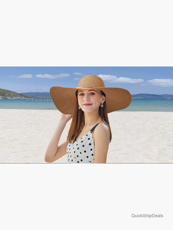 Floppy Big Beach Straw Hat Foldable Wide Brim Packable Sun Hat Travel